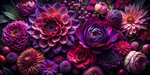Naklejka premium Purple and Pink Flower Bouquet, Floral Arrangement, Still Life Photography, Flowers ,Still Life