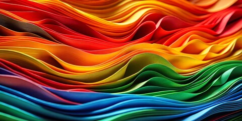 Obraz premium Abstract Wavy Rainbow Layers, abstract, digital art