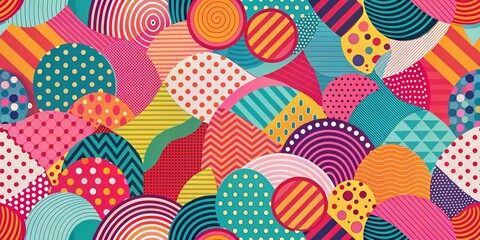 Abstract Geometric Pattern with Circles, Stripes, and Polka Dots, pattern , design