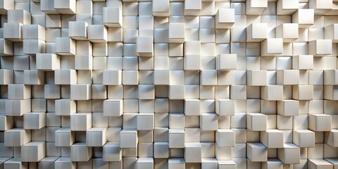 3D Rendered Abstract Cubic Pattern, White Cubes, Geometric , Pattern