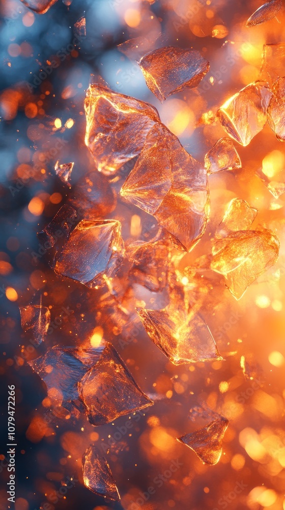 Poster abstract image of glowing ice shards surrounded by sparks.
