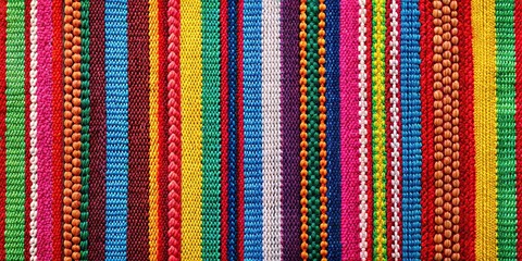 Bold and bright striped patterns made from individual stitches in various colors and textures, textured look, striped wallpaper, stitched details