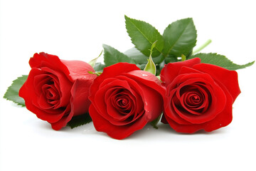 Beautiful Red Roses on White Background