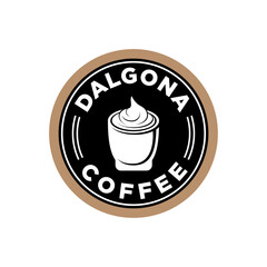 Dalgona coffee logo vector in circle