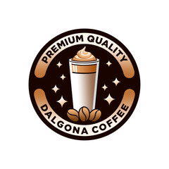 Dalgona coffee logo vector illustration template