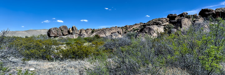 Very unique geological rock formations make up the Hueco Tanks State Park in El Paso County, Texas.
