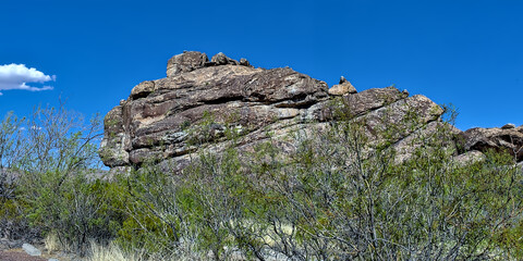Very unique geological rock formations make up the Hueco Tanks State Park in El Paso County, Texas.
