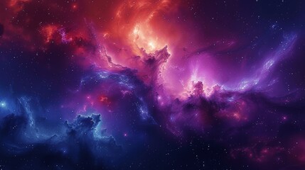 Stunning Nebula Space Wallpaper: Galaxy Sky, Cosmic Clouds, Stars in Blue, Purple, Red, Orange