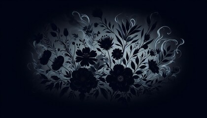 abstract floral silhouettes with dark smoky shadows, creating a mysterious and refined aesthetic.