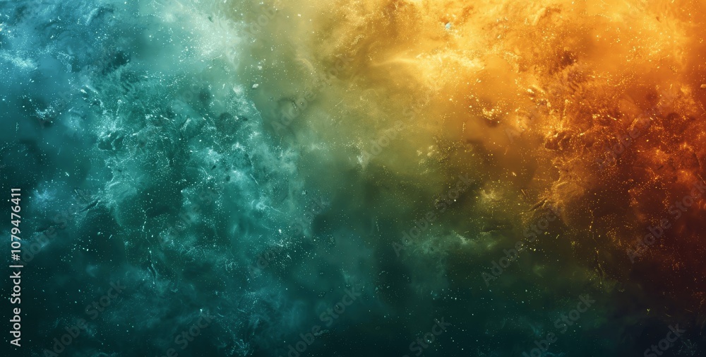 Poster psychedelic gradient wave banner with retro colors and grainy texture on black background