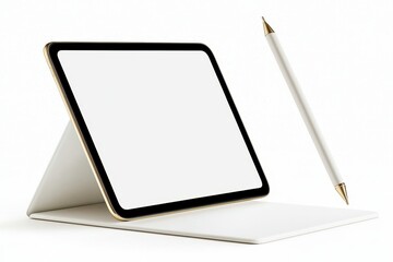 Mockup of the prototype visualization. A minimalist tablet and pen on a white background, perfect for note-taking or sketching.