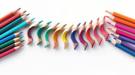 Fototapeta premium Brightly colored pencils create a playful border, enhancing any art project with a vibrant touch and artistic flair.
