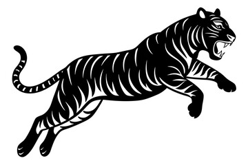 A jumping roaring tiger isolated on white background vector art illustration