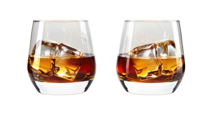 glasses for a cocktail drink on white transparent background