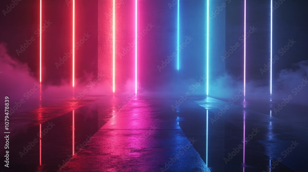 Aufkleber futuristic dark neon backdrop featuring rays and light lines an empty scene illuminated by vibrant n
