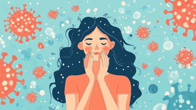 Hand drawn illustration for Covid 19 prevention featuring self protection tips like hand washing and avoiding face touching complemented by charming cartoon quotes - Powered by Adobe