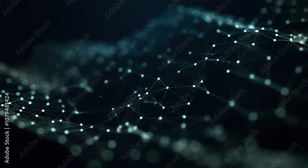 Poster abstract digital background of points and lines. glowing black plexus. big data. network or connecti