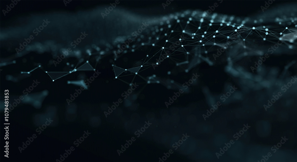 Poster abstract digital background of points and lines. glowing black plexus. big data. network or connecti