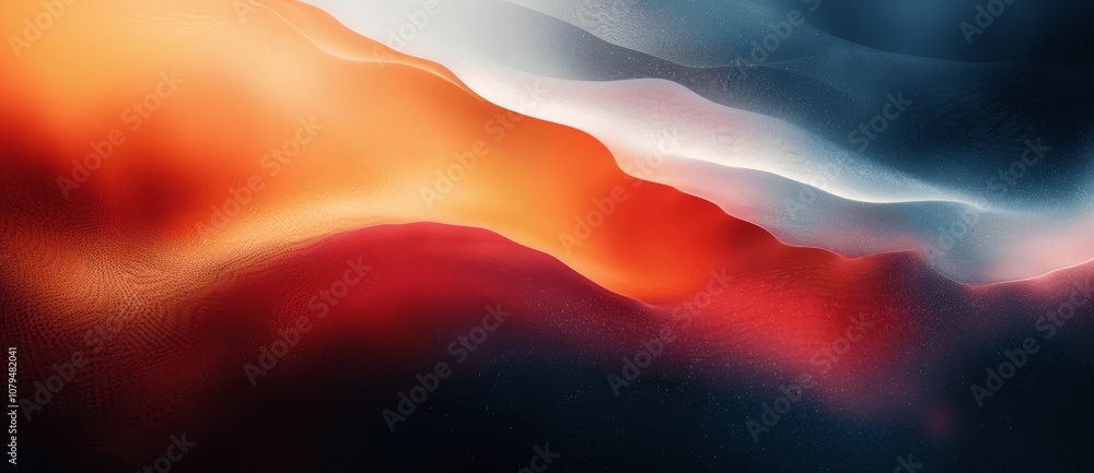 Poster abstract gradient background with grainy texture in dark blue orange white red black soft light shad