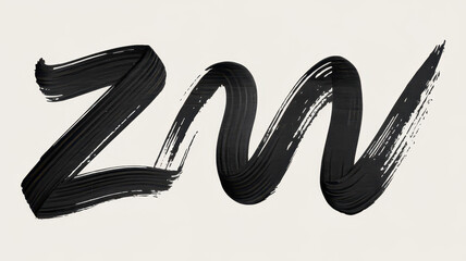 Artistic black brushstroke rendering of the letters 'Z' and 'N', creating a dynamic and modern design on a light background.