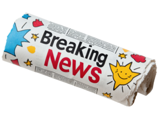 Colorful Breaking News Newspaper Roll with Fun Design