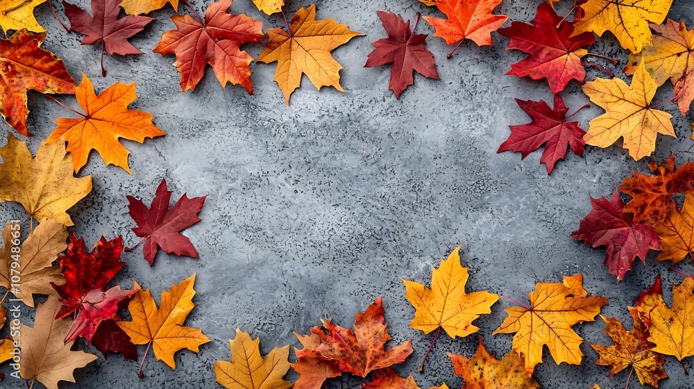 Aufkleber scattered fall leaves on the ground with soft warm sunlight in the background creating a gentle and 