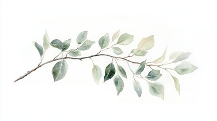 Naklejka premium Elegant green leaf branch on a white isolated background.