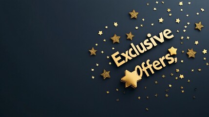 Elegant Black Friday Banner with "Exclusive Offers" Text and Golden Stars