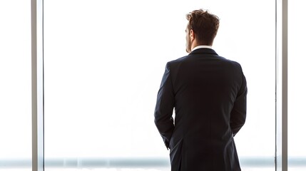 Businessman Contemplating Future While Looking Out Office Window
