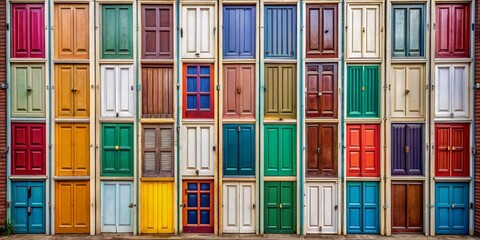 Colorful Doors Wall Pattern, Abstract, Architecture, Interior Design, Doorway, Wall Art, Architecture