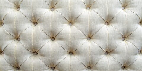 Close-up of White Upholstery with Button Tufting, Fabric, Texture , upholstery