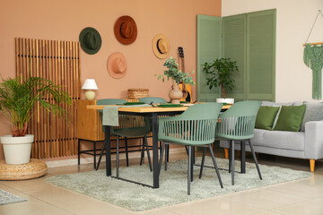 Table set in modern stylish dining room