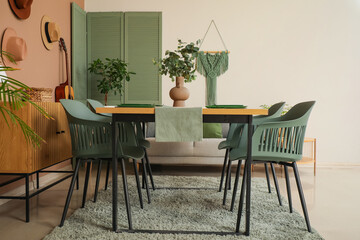 Table set in modern stylish dining room