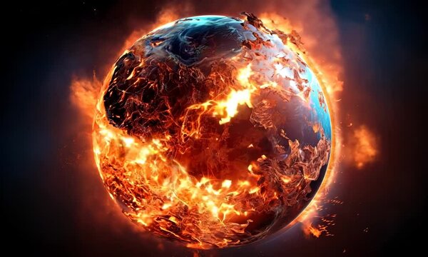 Earth globe with animated heat waves emanating from it, illustrating the spread of El Nino impact. Global Warming Concept with Earth in Heat Crisis