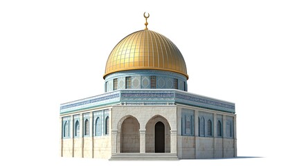 Obraz premium A depiction of a dome-shaped building with intricate designs and a golden dome, symbolizing religious significance.