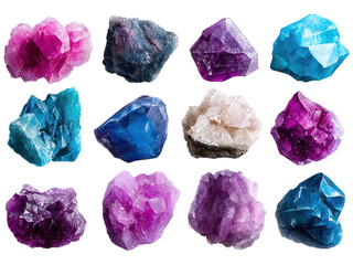 Colorful Collection of Natural Mineral Crystals