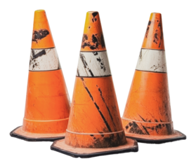 PNG Traffic cones arranged on a construction site