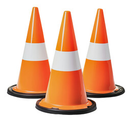 PNG Bright traffic cones arranged on a flat surface