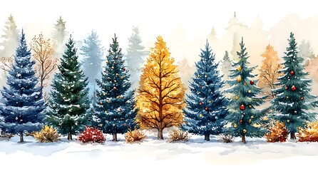 Obraz premium Group of trees in a snowy forest