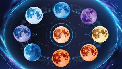 Obraz premium MOON PHASES,THIS PICTURE IS FROM AI