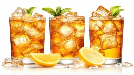 Refreshing iced tea with lemon and mint for summer chill vibes