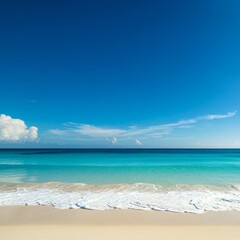 Relaxing beach scene with white sand, turquoise water, and gentle waves