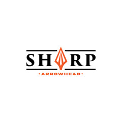 Sharp Arrowhead Logo Design Modern.Arrow Spear for archer, bow, hunting sport symbol