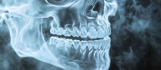 Skull with Teeth in Blue Hues