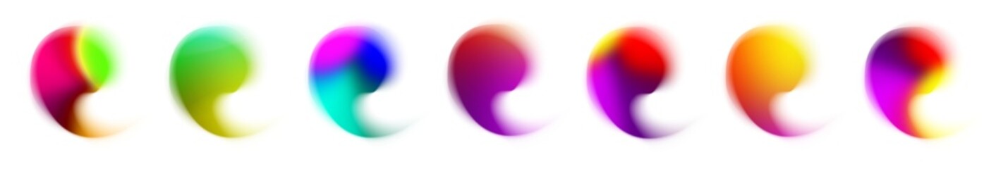 set of blur gradient circle irregular shape ball gradient shining holographic round blurred circles rainbow color dots. Abstract elements for web print design art work  transparent isolated backg, png