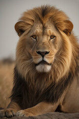 Naklejka premium Lion king in natural background . King of jungle