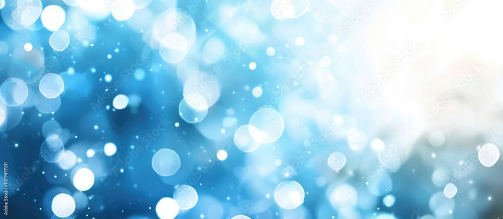 Aufkleber abstract white blue defocused background with bokeh lights