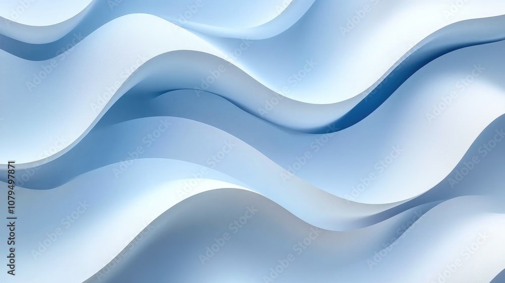 Poster Abstract white waves with overlapping 3D soft pastel paper texture create a visually appealing background for presentation design or business illustration