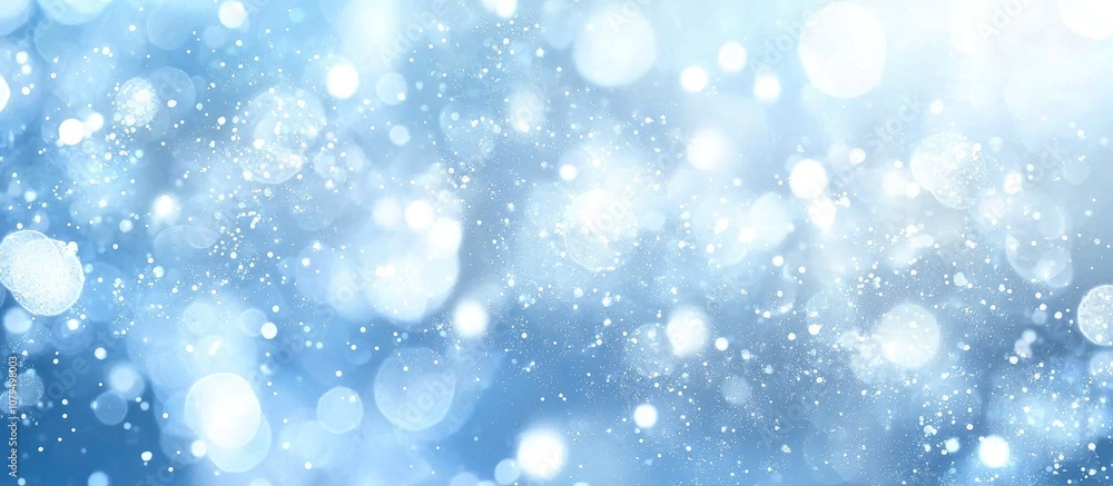 Aufkleber abstract white blue defocused background with bokeh lights