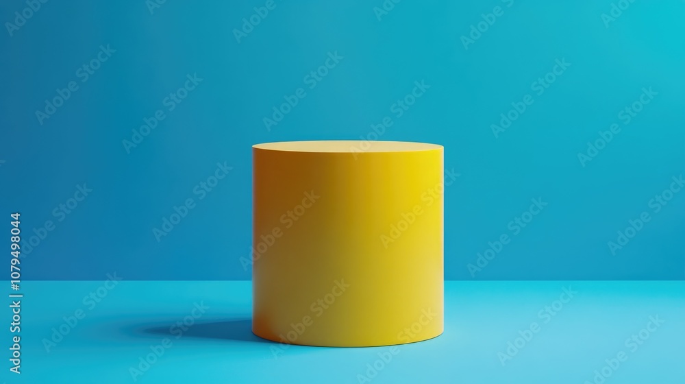 Aufkleber 3d rendered illustration featuring a geometric yellow cylindrical pedestal for showcasing cosmetic p